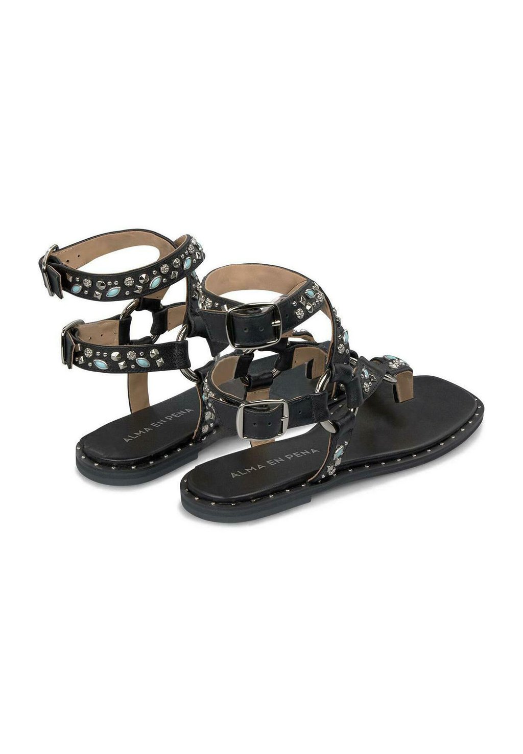 Сандалии с манжетой на щиколотке PLANA DE CON PUNTERA CUADRADA Y CIERRE CON HEBILLA - T-bar sandals Alma en Pena, черный — фото 4