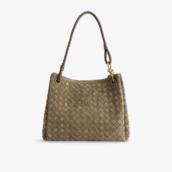 

Сумка через плечо Bottega Veneta из замши плетеная, зеленый