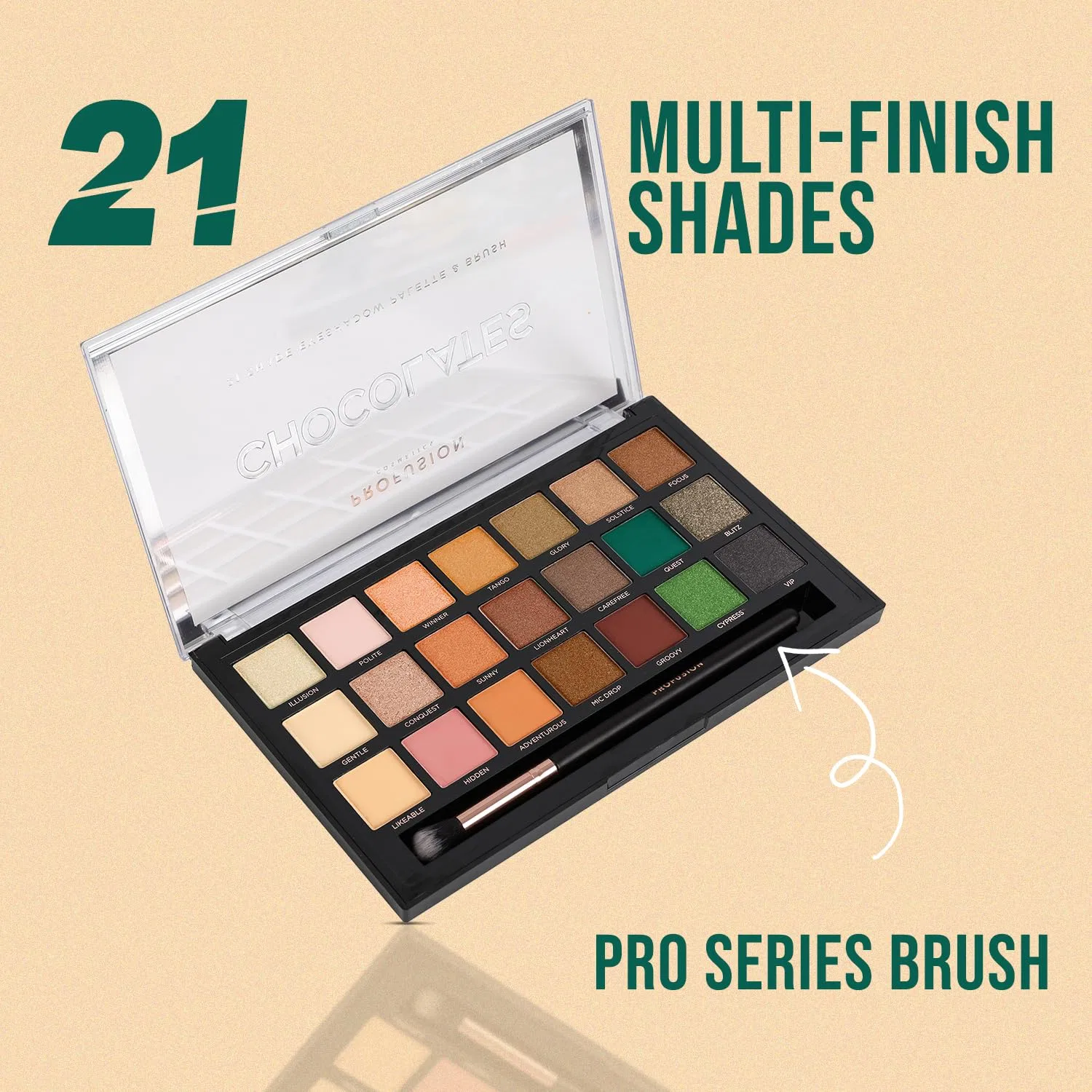 Палетка теней для век с 21 оттенком от Profusion Cosmetics Profusion Cosmetics, Brown, Green, Gold — фото 4