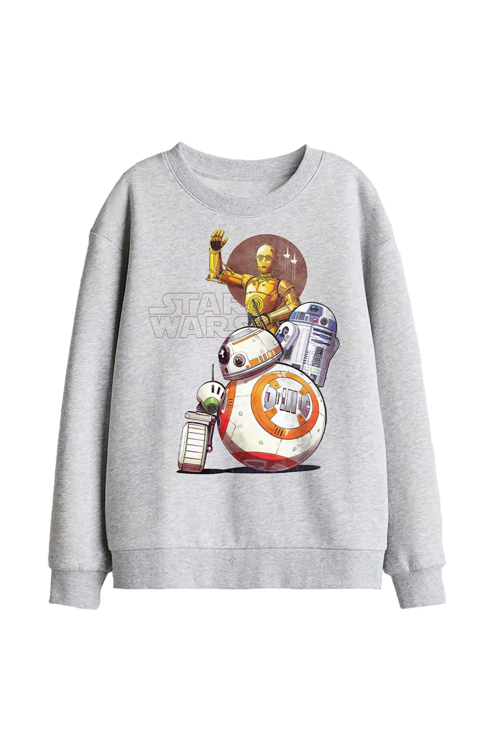 Детский свитшот с принтом Star Wars Droid Squad, светло-серый