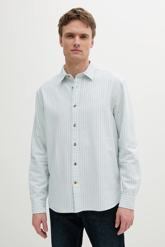 

Хлопковая рубашка Fenfield Oxford Stripe в свободном крое Barbour, бирюзовый