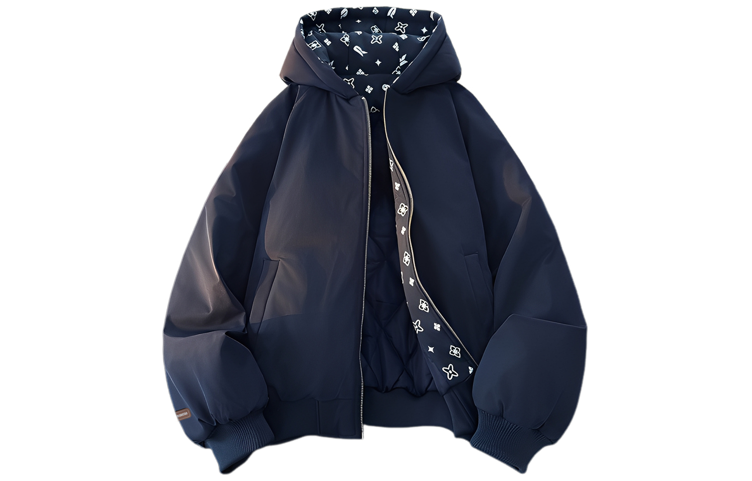 

Пуховик женский с капюшоном утепленный WARRIOR, темно-синий[free diy badge]