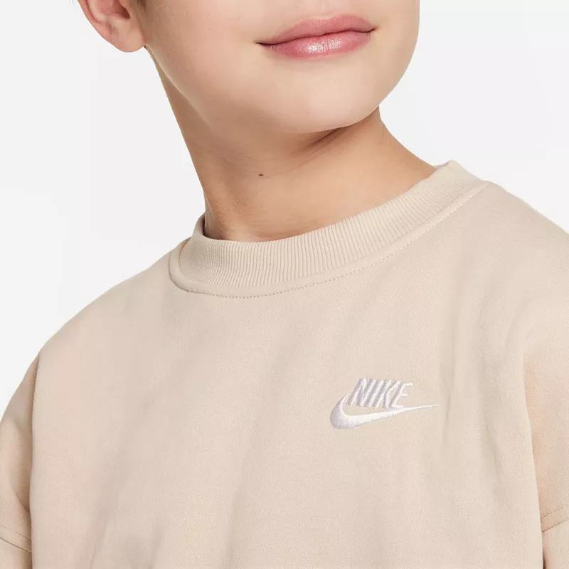 Большой флисовый свитшот Nike Sportswear Club для девочек, цвет Sanddrift — фото 4