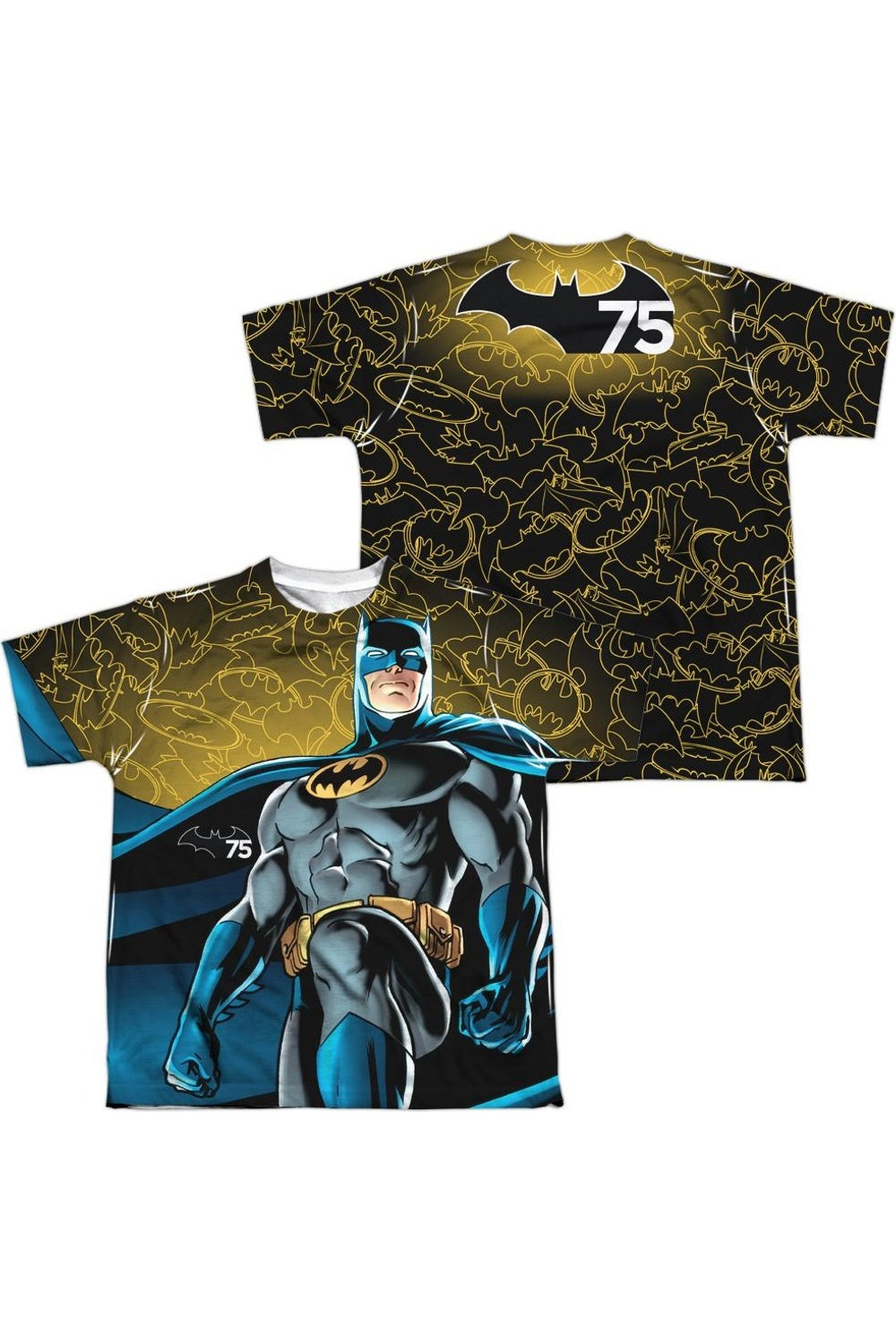 

Футболка с коротким рукавом для детей Batman 75 Glow (принт спереди и сзади) Gildan, белый