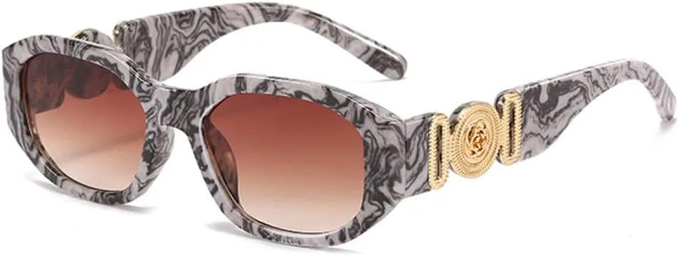 

Стильные ретро-солнцезащитные очки маленького прямоугольного размера, неполяризованные, в винтажном стиле 90-х, квадратная оправа AZ9481 Azoxus, Marble Texture