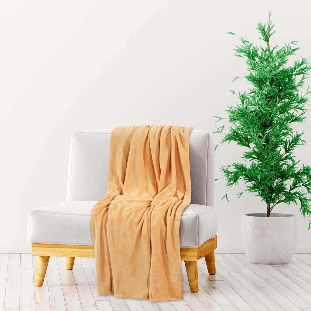 

Одеяло желтое 200х240 см полиэстер DKD HOME DECOR, коричневый