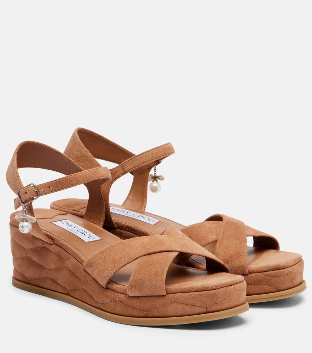 Астра 60 замшевые сандалии на платформе Jimmy Choo, Toffee
