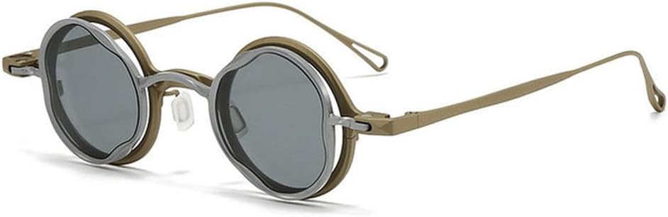 

Женские солнцезащитные очки с застежкой-клипсой из чистого титана, модные круглые солнцезащитные очки в винтажном стиле, стильные мужские солнцезащитные очки MTZJH, Gold Silver Black