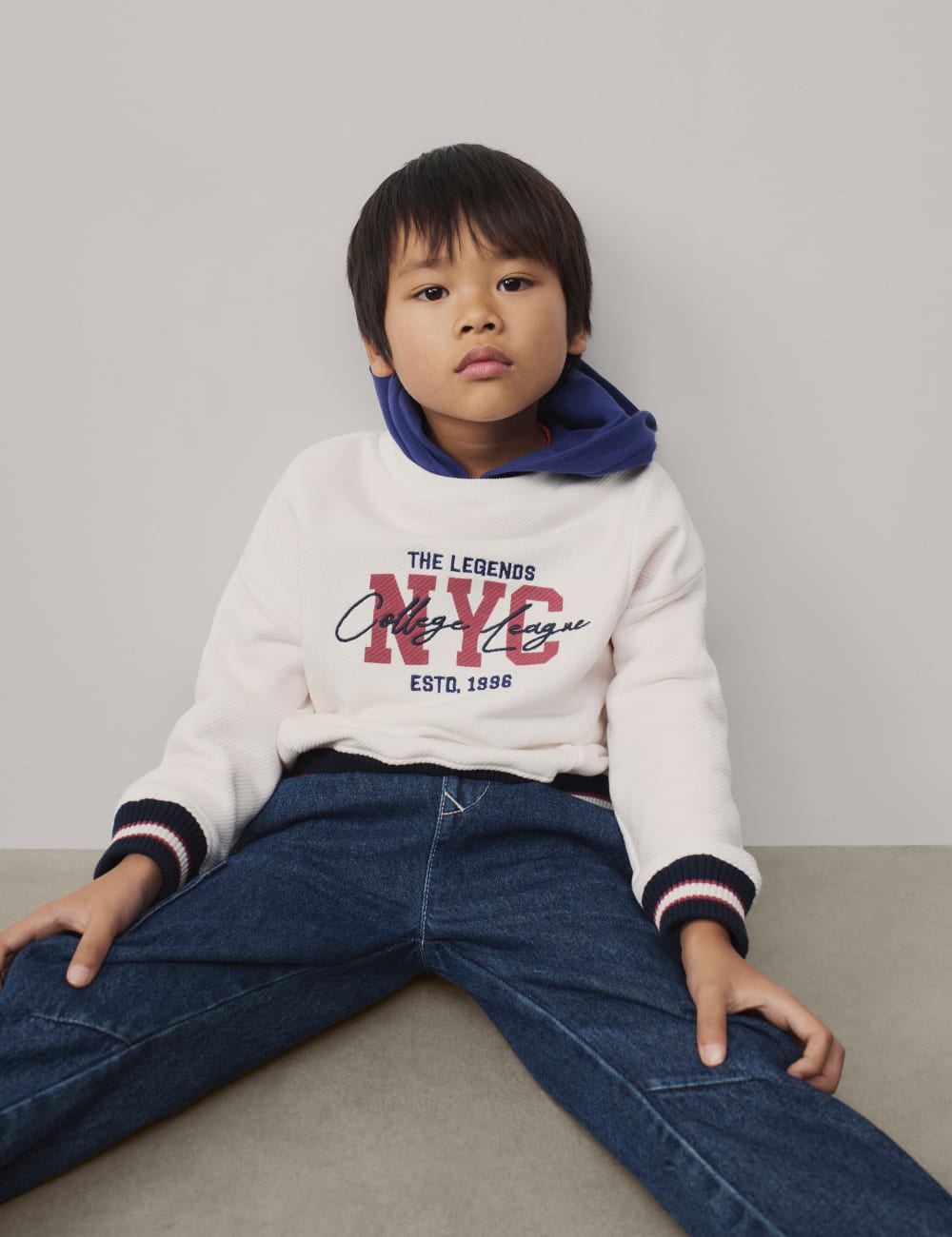 

Толстовка с капюшоном NYC из хлопка Marks & Spencer, белый