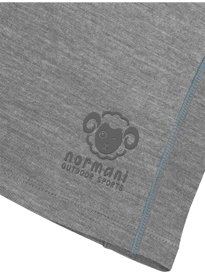 Normani Outdoor Sports Детская футболка с длинным рукавом из мериносовой шерсти с застежкой-молнией на четверть длины, модель Nyapari, серого цвета — фото 4