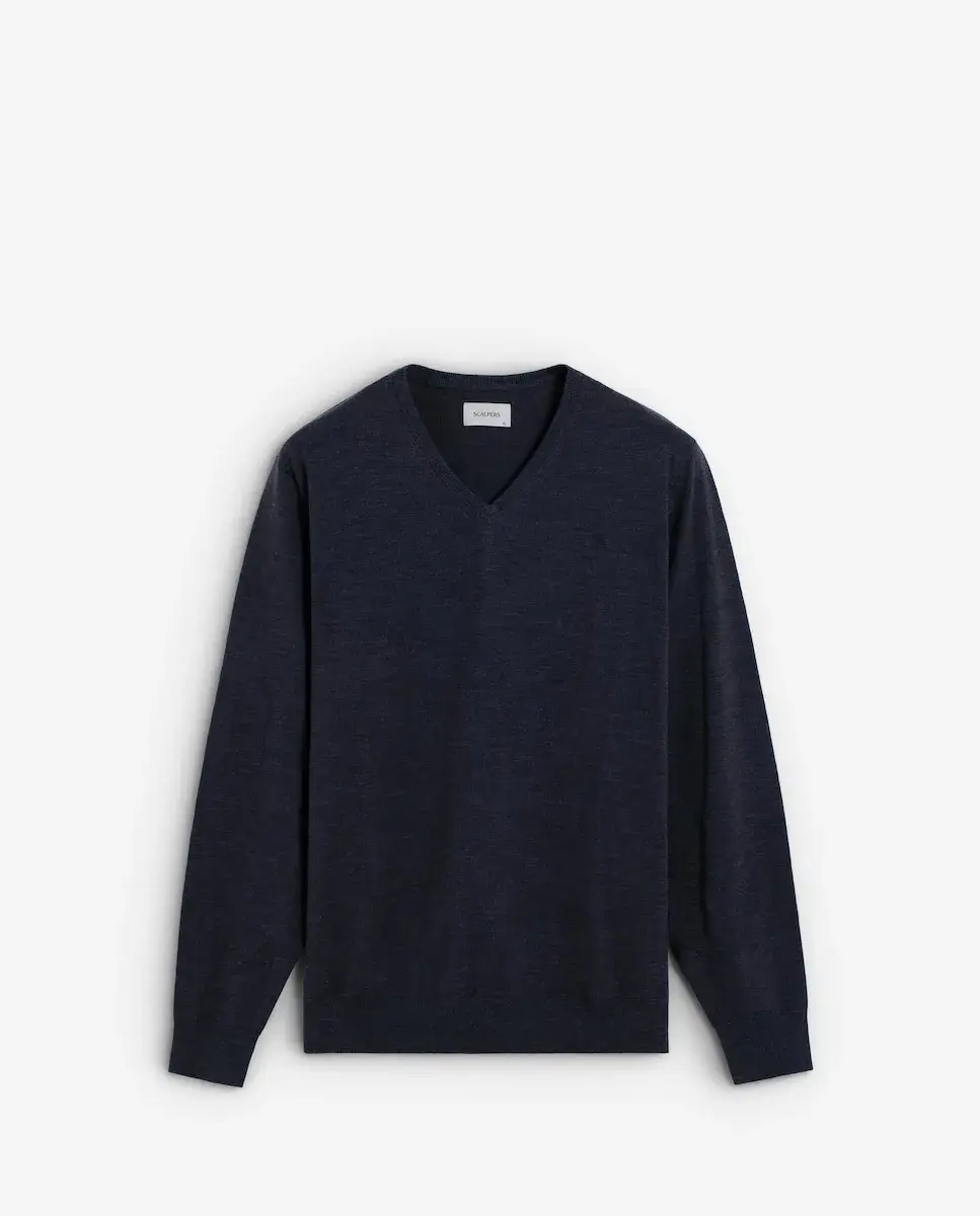 

Мужской шерстяной свитер с V-образным вырезом Scalpers, синий