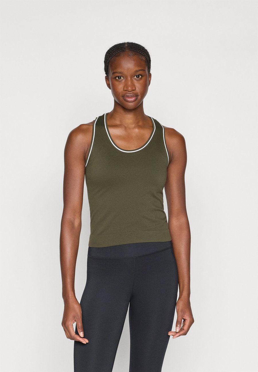 

Топ Sweaty Betty ATHLETE CROP SEAMLESS WORKOUT TANK, Nori Green/Dark Green