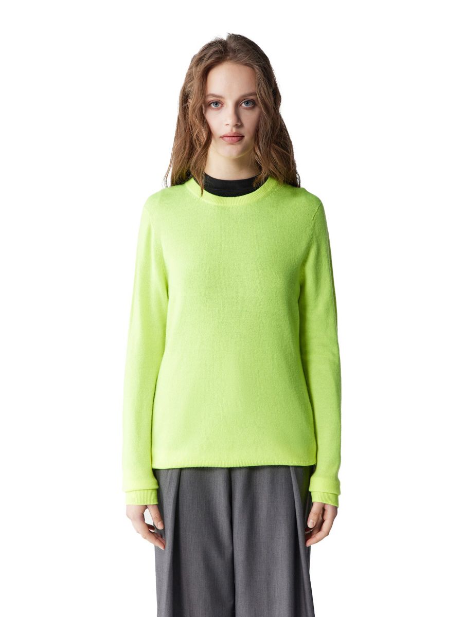 

Женский базовый кашемировый свитер с круглым вырезом Gobi Cashmere, Yellow-sunny lime