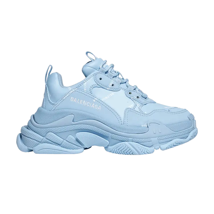 Кроссовки Balenciaga Balenciaga Wmns Triple S Sneaker 'Allover Logo - Light Blue', синий
