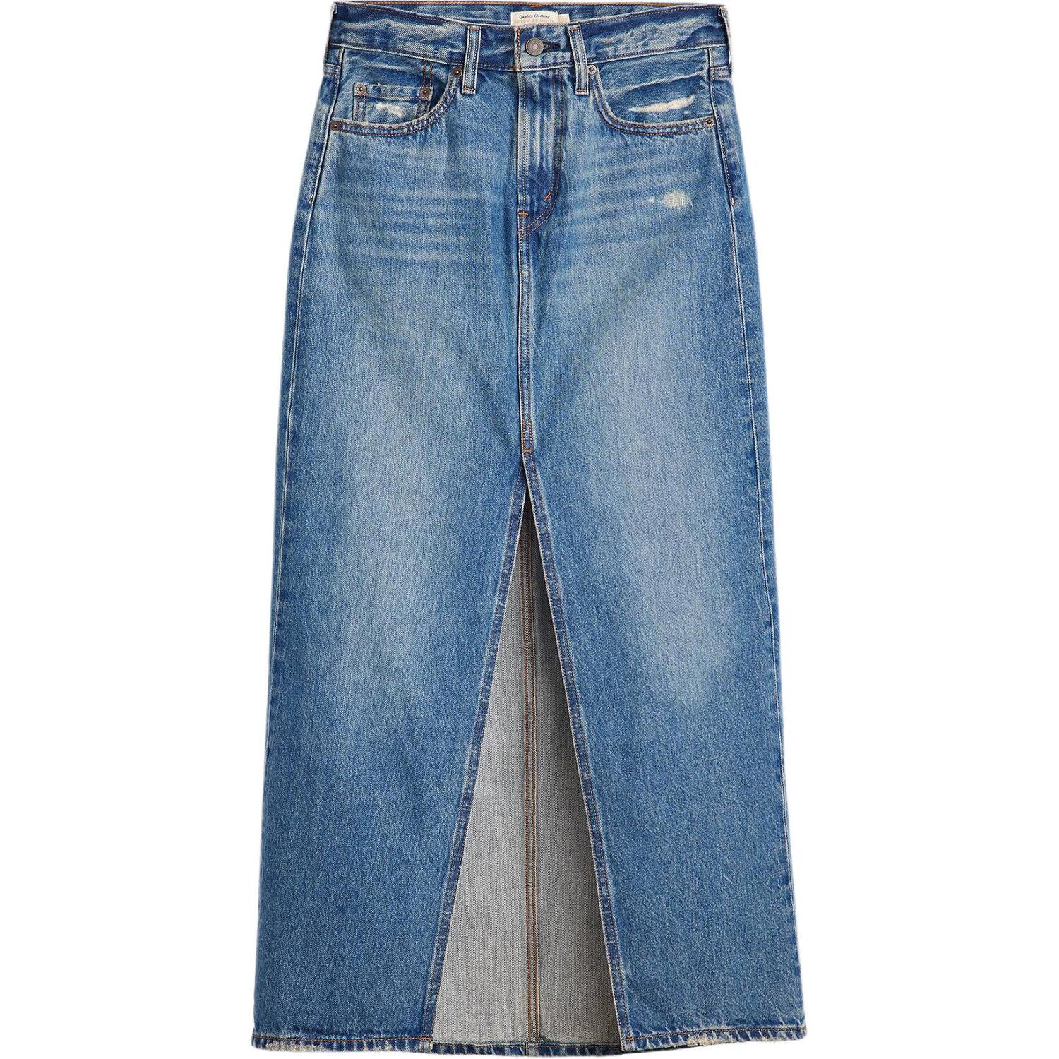 Levis Джинсовая длинная юбка levi's ankle column skirt женская blue — фото 3