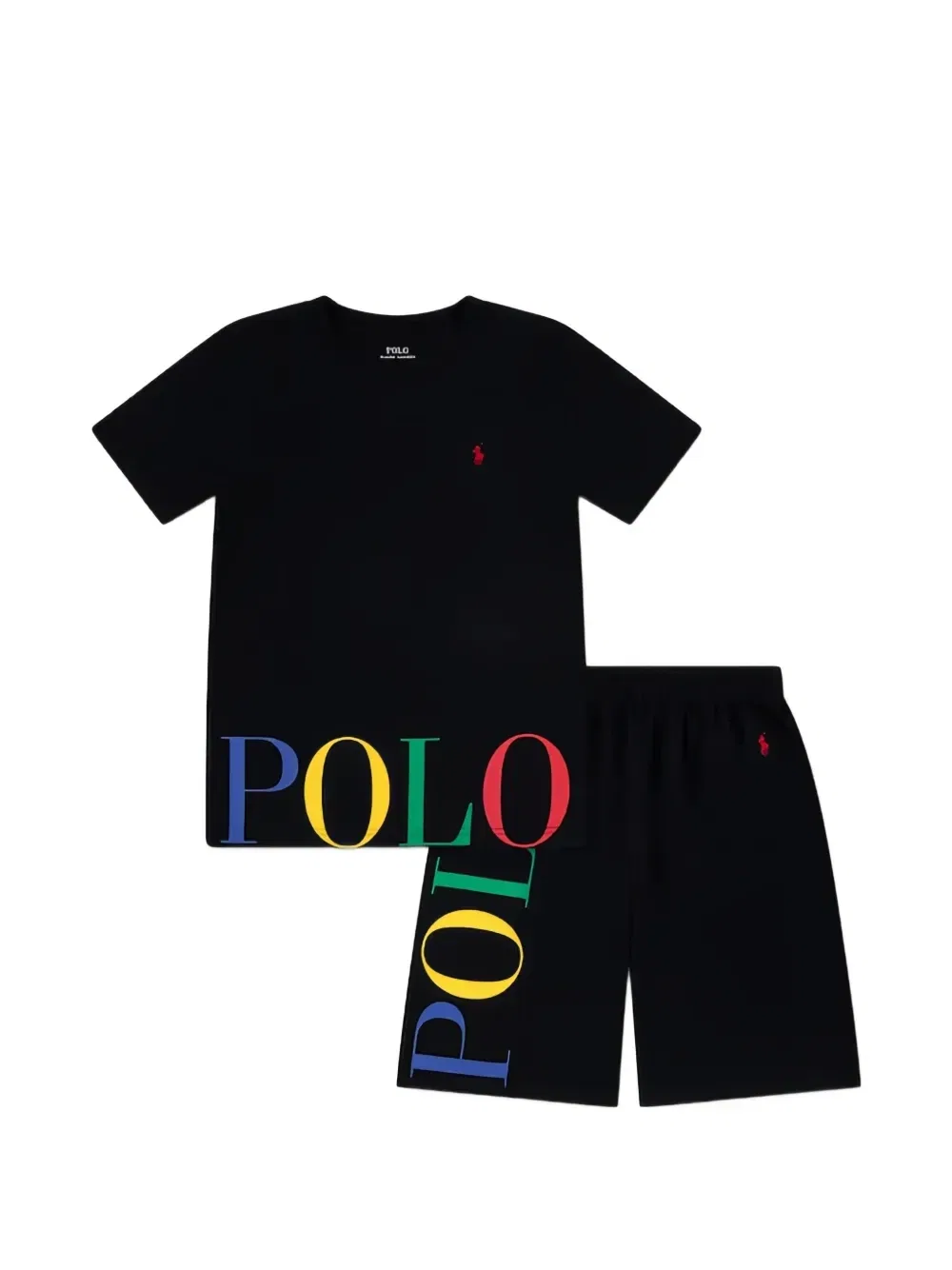 Комплект из шорт с принтом-логотипом Polo Ralph Lauren Kids, синий