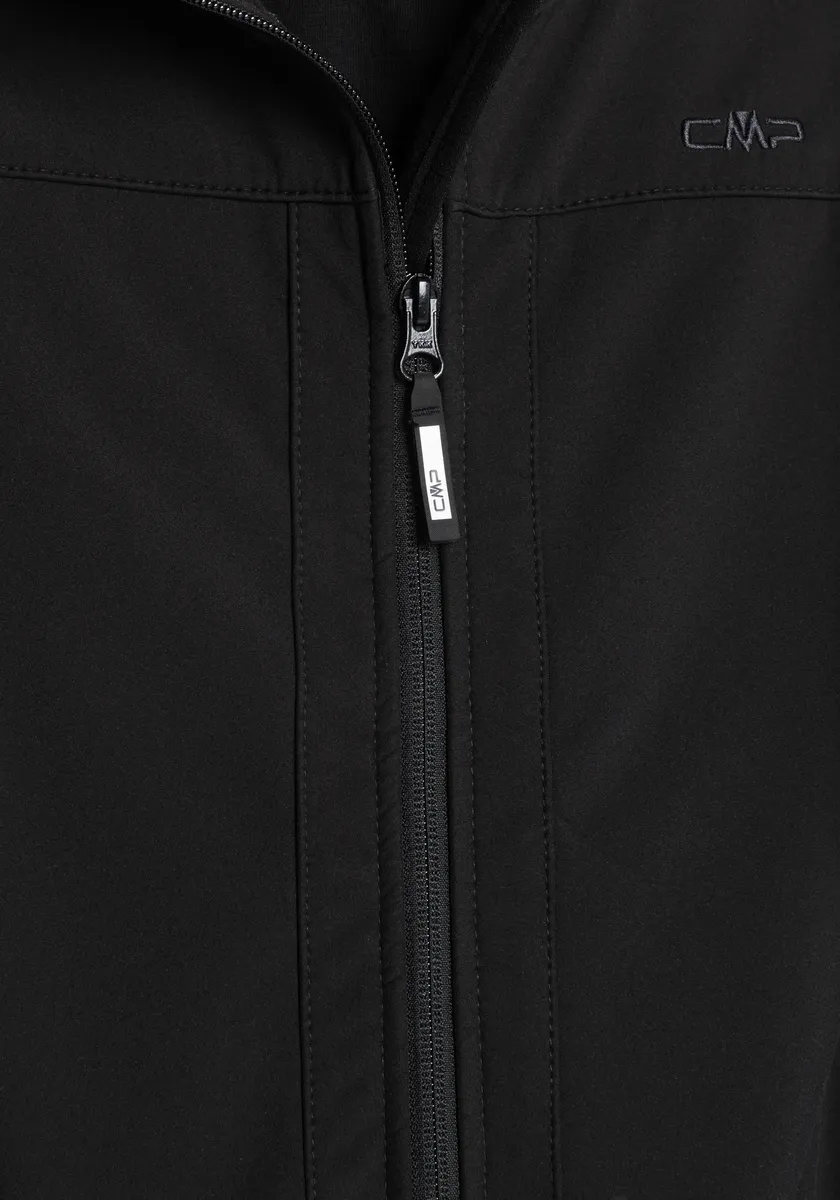 Куртка софтшелл CMP "KID SOFTSHELL JACKET FIX HOOD", с капюшоном, дышащая, теплоизолирующая и водоотталкивающая, цвет Nero — фото 4