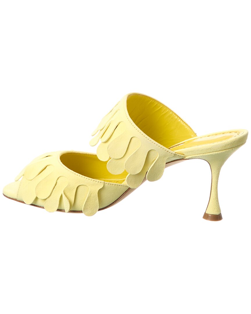 Манос Бланик Келна 70 Замшевые сандалии Manolo Blahnik, желтый — фото 2
