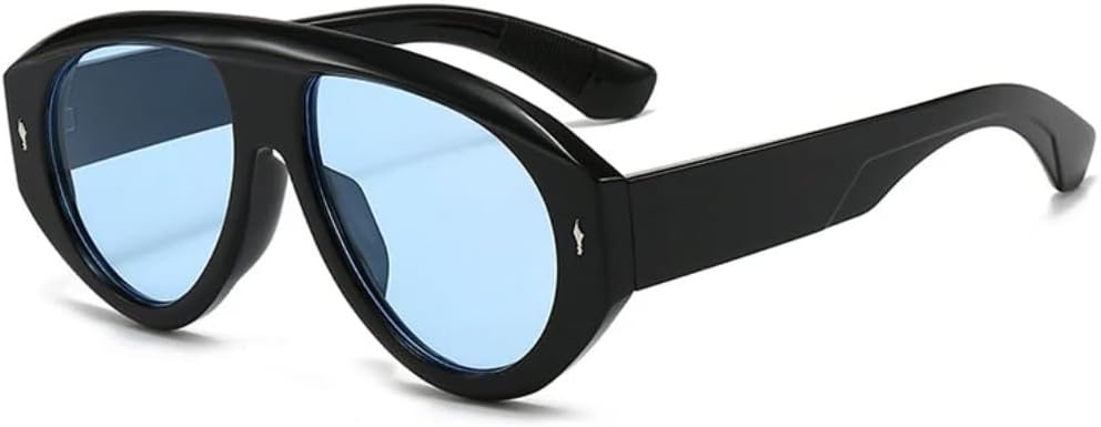 

Солнцезащитные очки для мужчин и женщин - защита UV400 - сине-зеленые заклепки, панк-стиль, разноцветные линзы, для занятий спортом на открытом воздухе и вождения DSVIGF, Black Blue