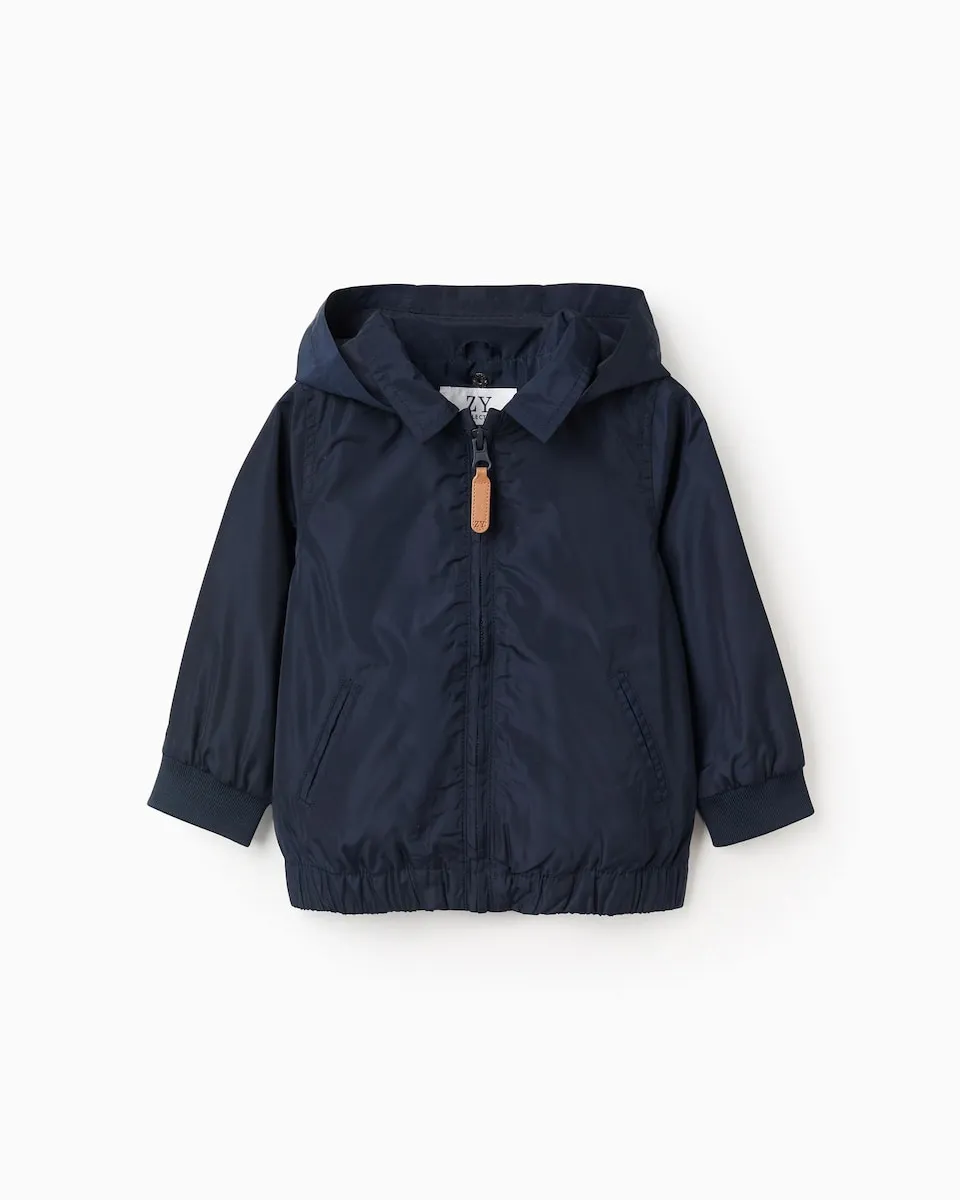 

Детская парка с капюшоном, съемная подкладка из хлопка Zippy, темно-синий