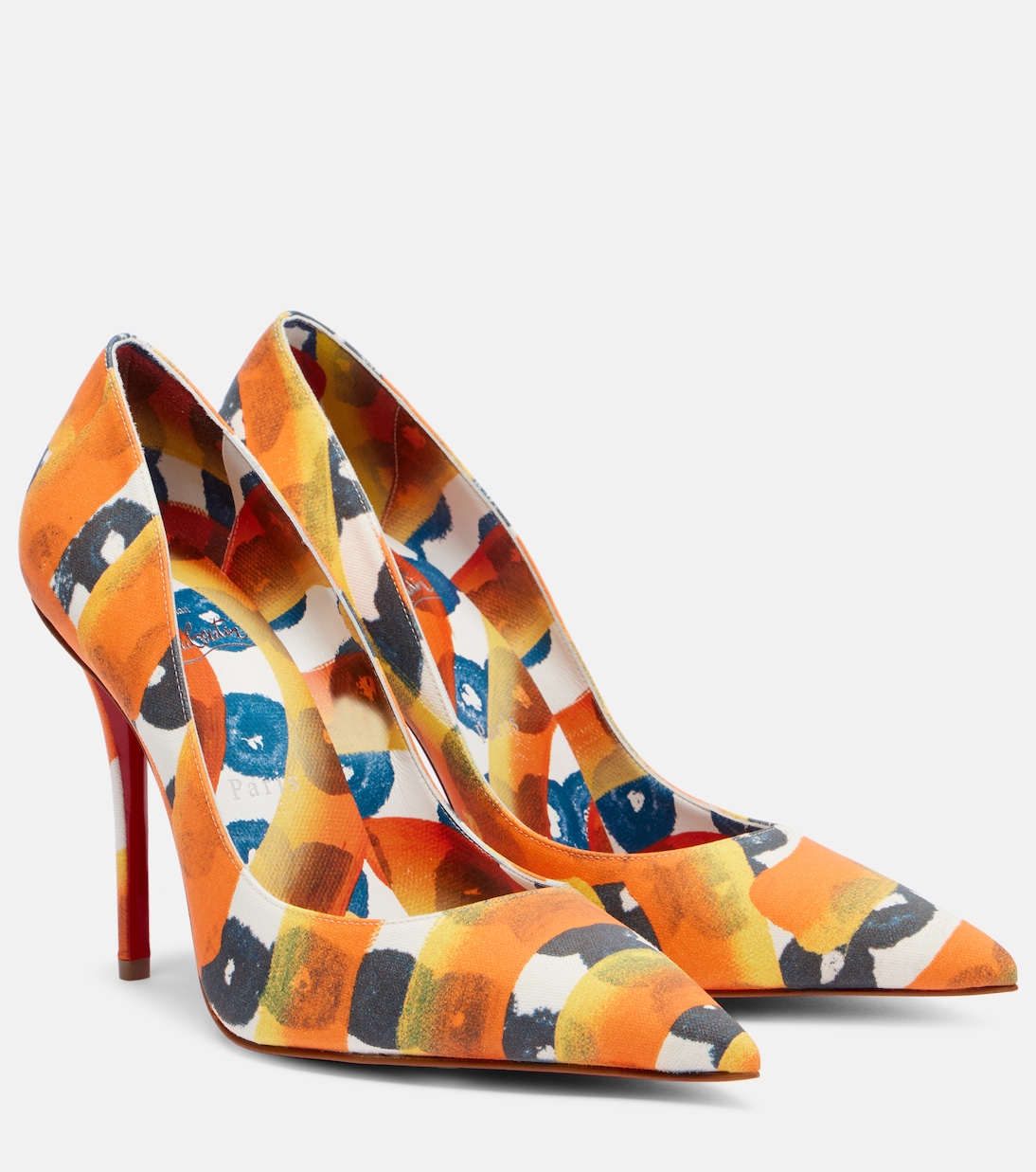 Туфли-лодочки Miss Z 100 из сатина с принтом и креповой текстурой Christian Louboutin, Multi Magma/Lin Multi Magma
