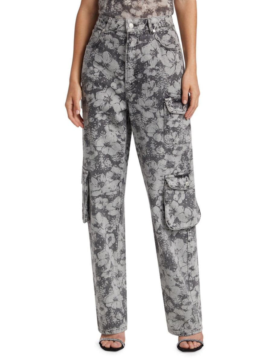 

Брюки-карго из денима с цветочным принтом Moschino Jeans, цвет Grey Multi
