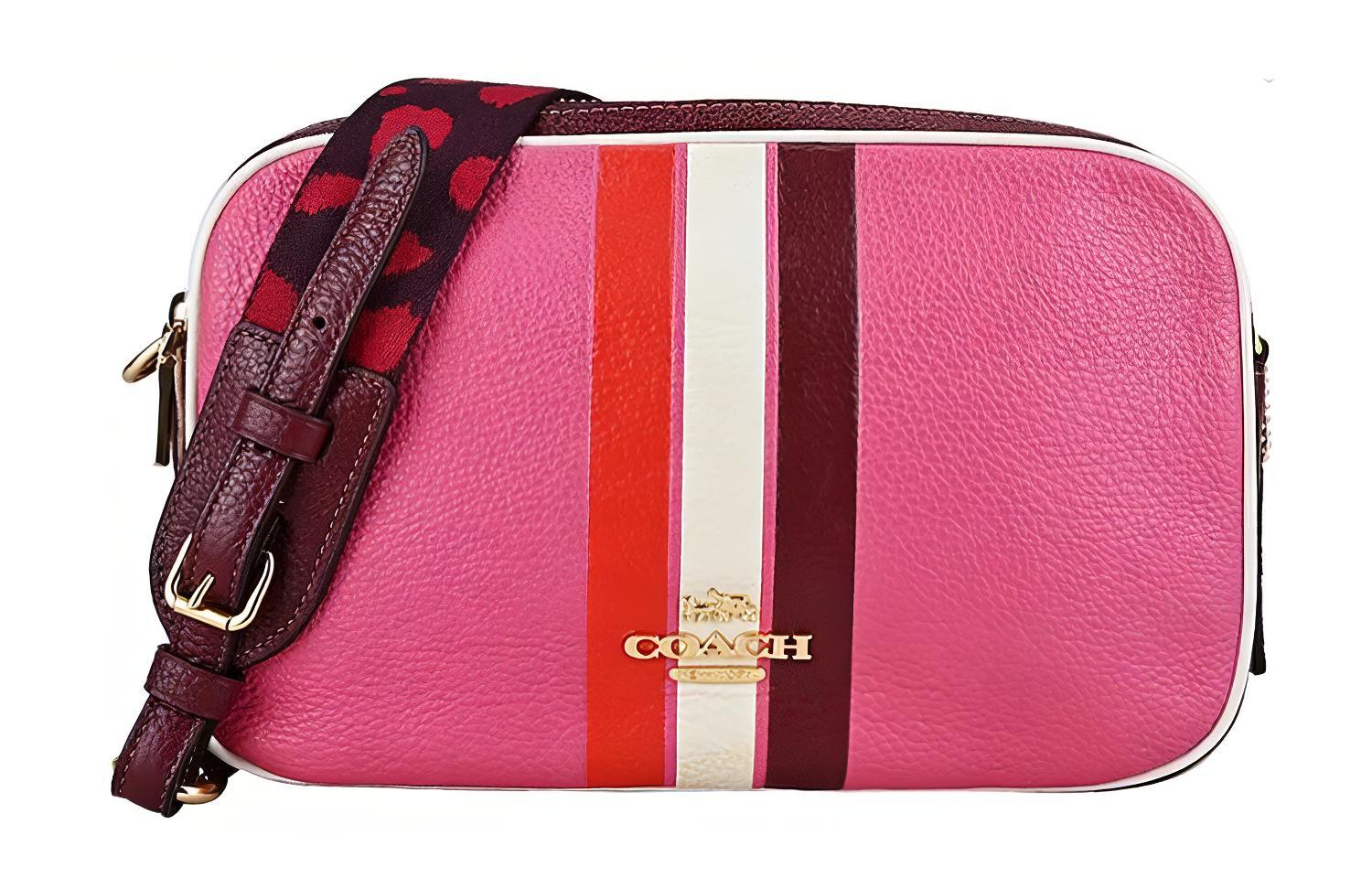 

Кожаная сумка через плечо для фотоаппарата среднего размера женская розовая мультиколор COACH