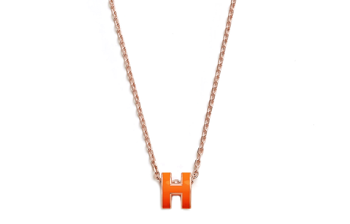 Миниатюрный подвесной кулон H HERMES, оранжевый — фото 3