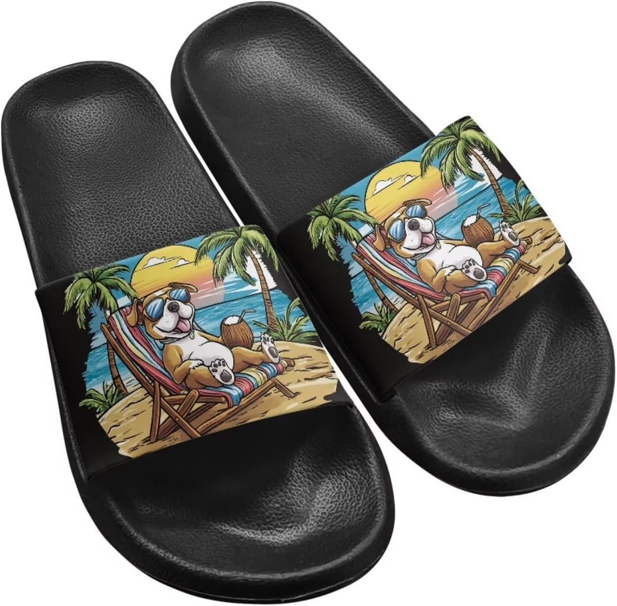 

Тапочки для женщин и мужчин, ванночные сандалии с нескользящей подошвой, мягкие тапочки с толстой подошвой, душевые туфли, размер США 6-11 Twousenru, Sunbathing Puppy