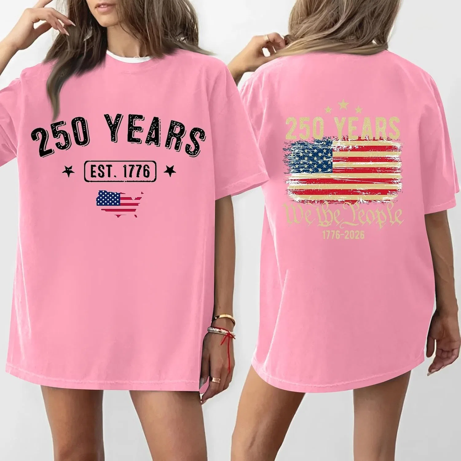 Футболка женская с патриотическим принтом, полиэстер, 2-pink — фото 2