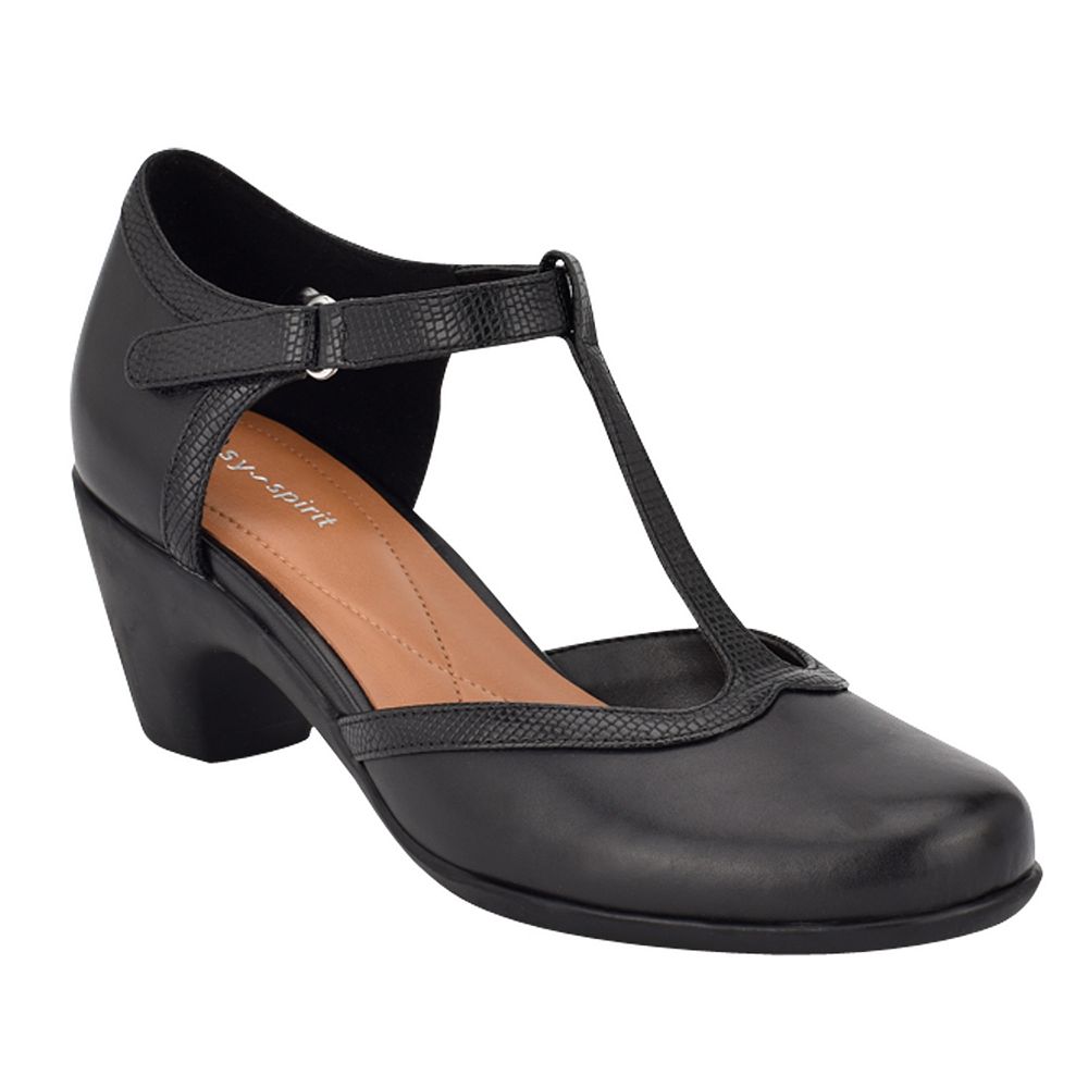 Женские туфли-лодочки Easy Spirit Cara с регулируемым Т-образным ремешком, цвет Black Leather