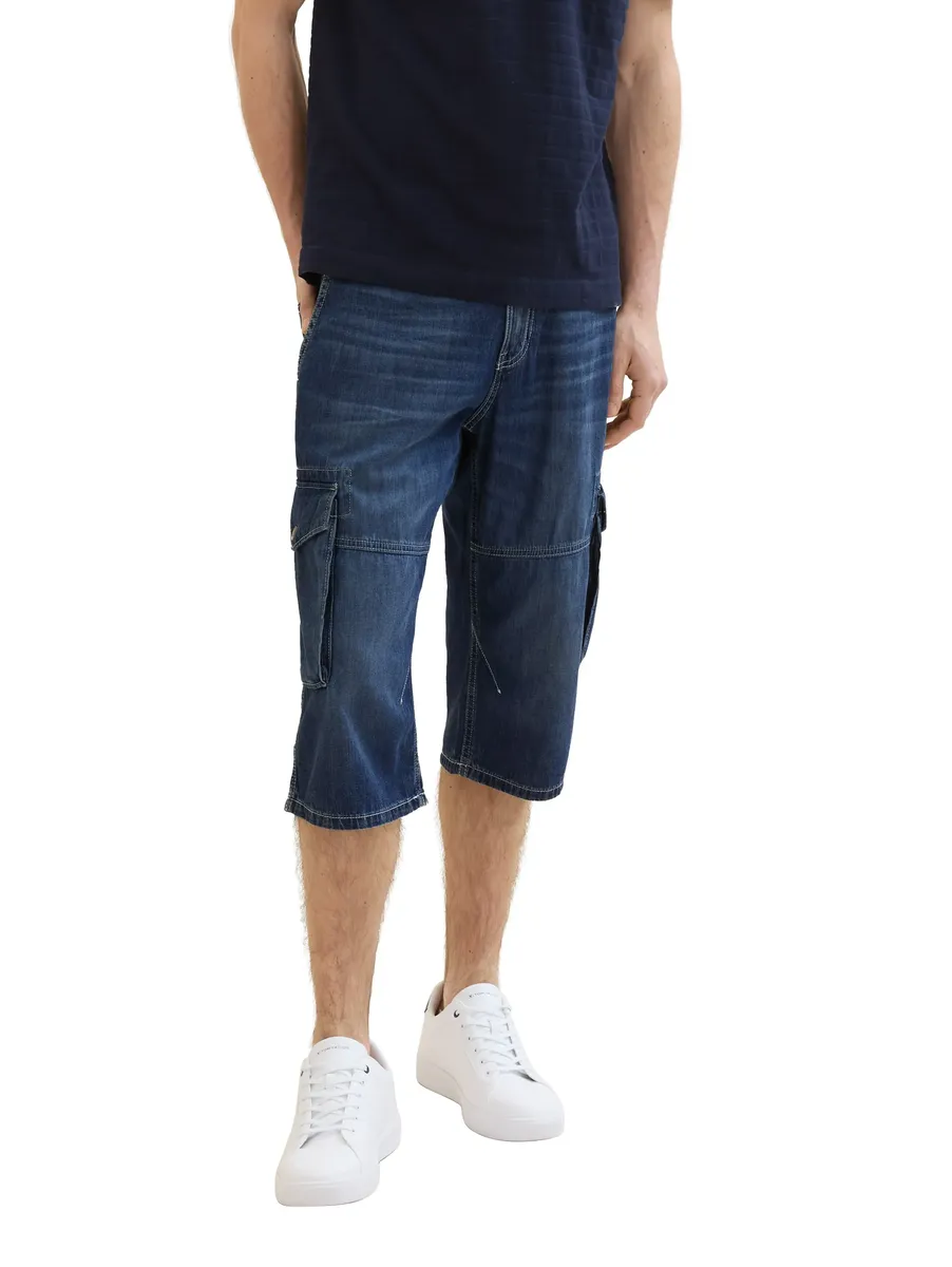 

Джинсовые шорты TOM TAILOR "MORRIS OVERKNEE" из переработанного хлопка, цвет Used Mid Stone Blue Denim