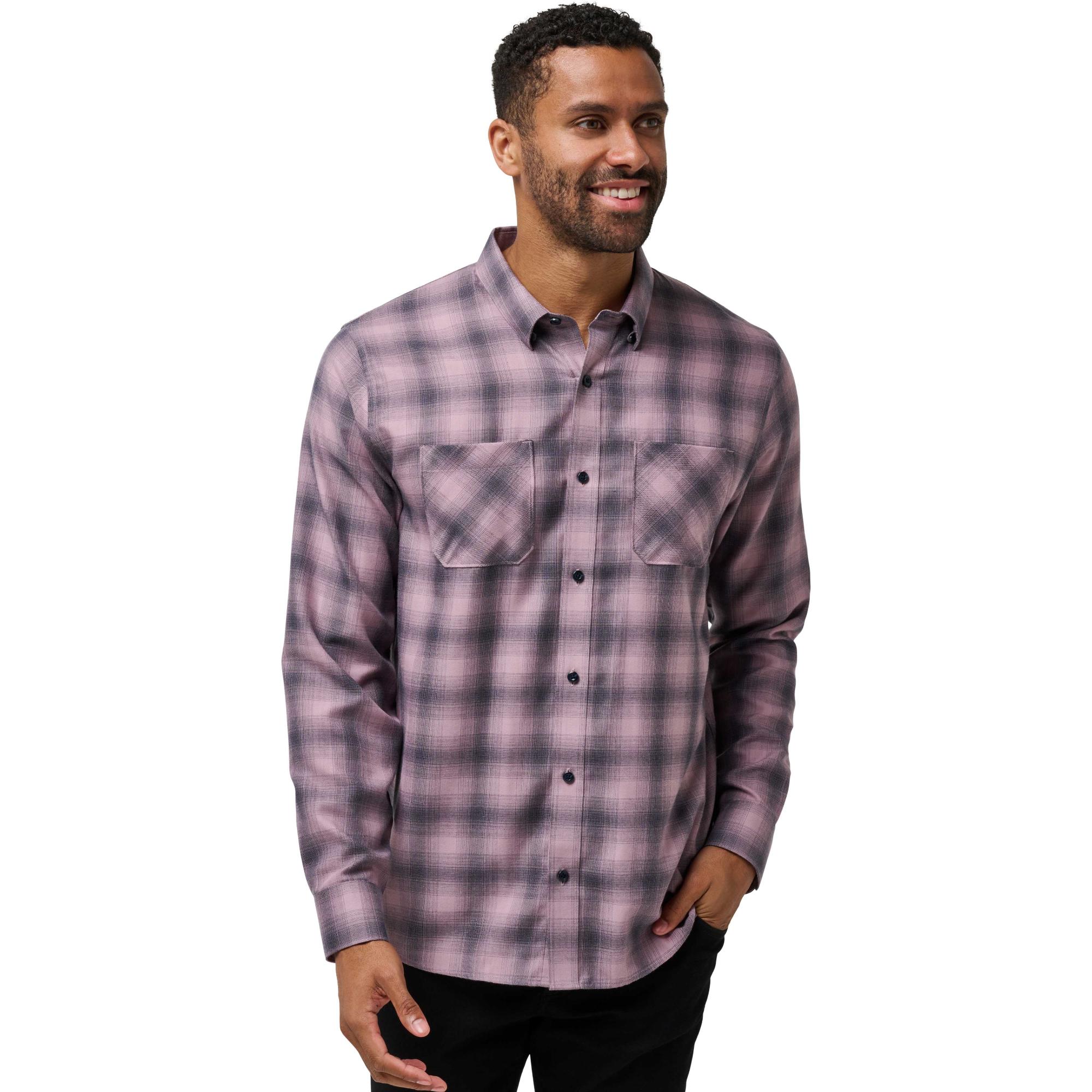 

Мужская фланелевая рубашка с длинными рукавами и клетчатым узором Облако на пуговицах. TravisMathew, Vanilla Ice/Quiet Shade