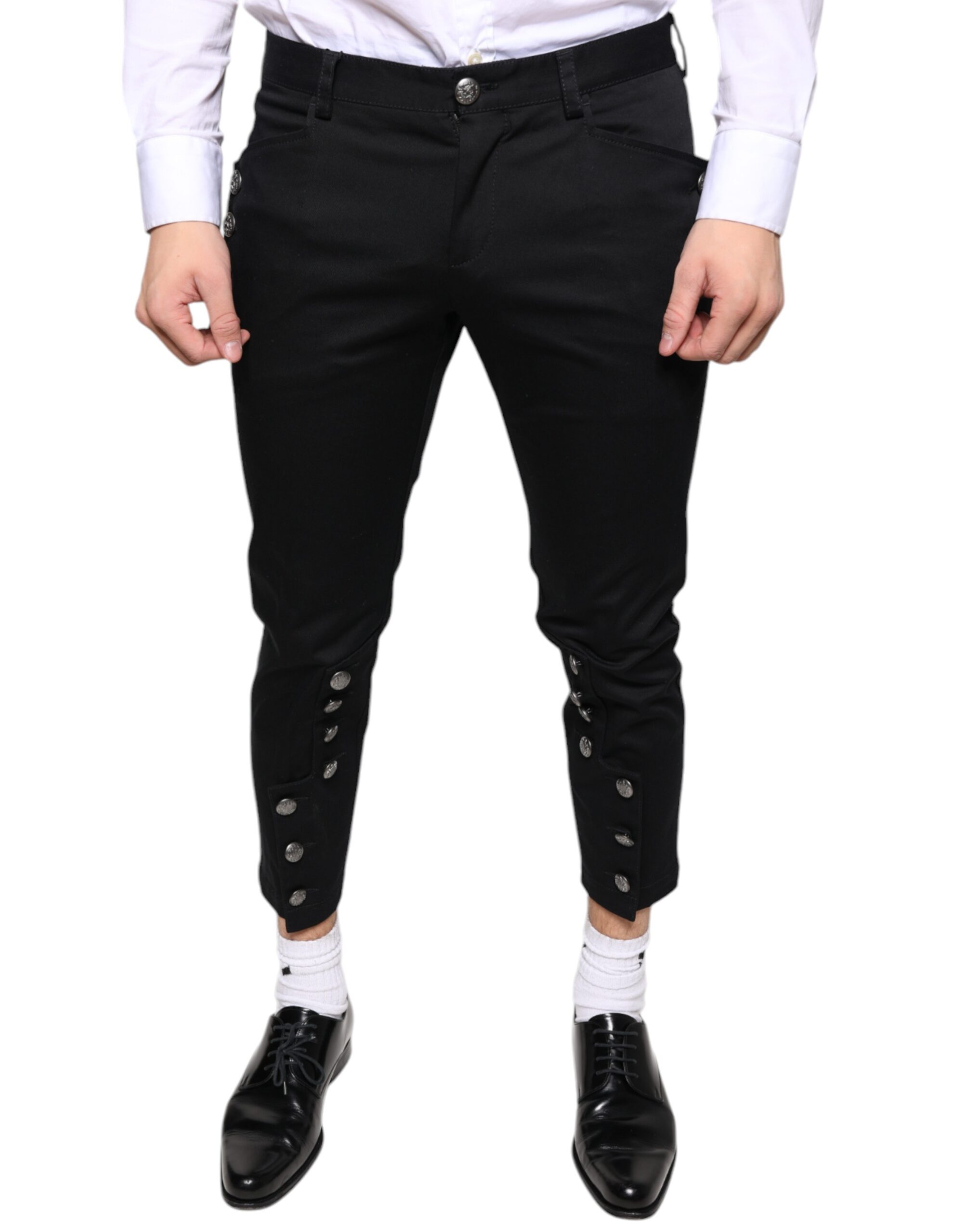 

Черные хлопковые укороченные брюки с отделкой Dolce & Gabbana