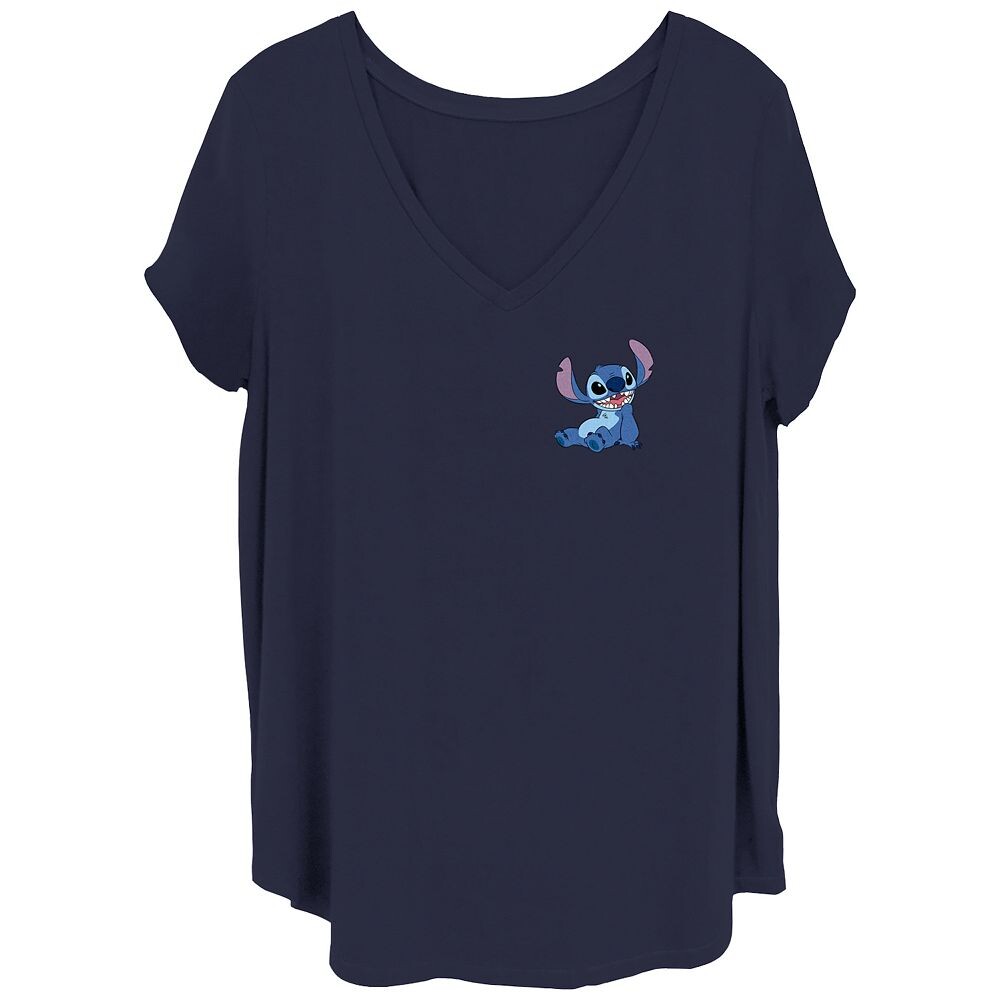 

Детская футболка больших размеров Silly Pose Stitch с V-образным вырезом Disney's Lilo & Stitch, темно-синий