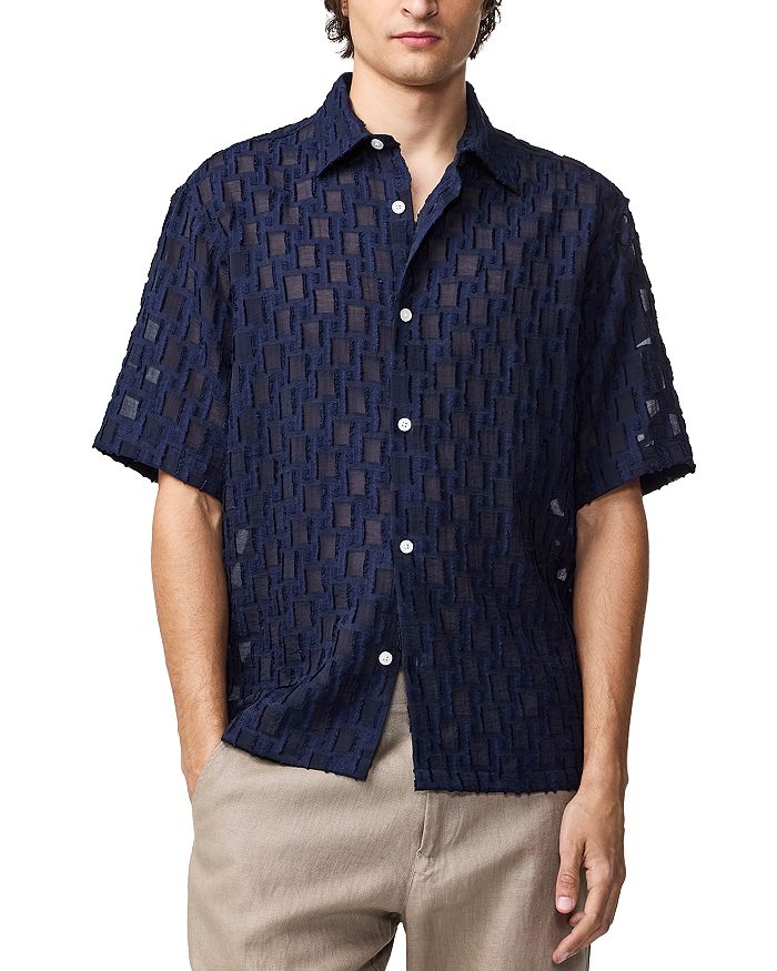 

Фредди Рубашка с коротким рукавом Relaxed Fit в жаккардовой ткани NN07, синий