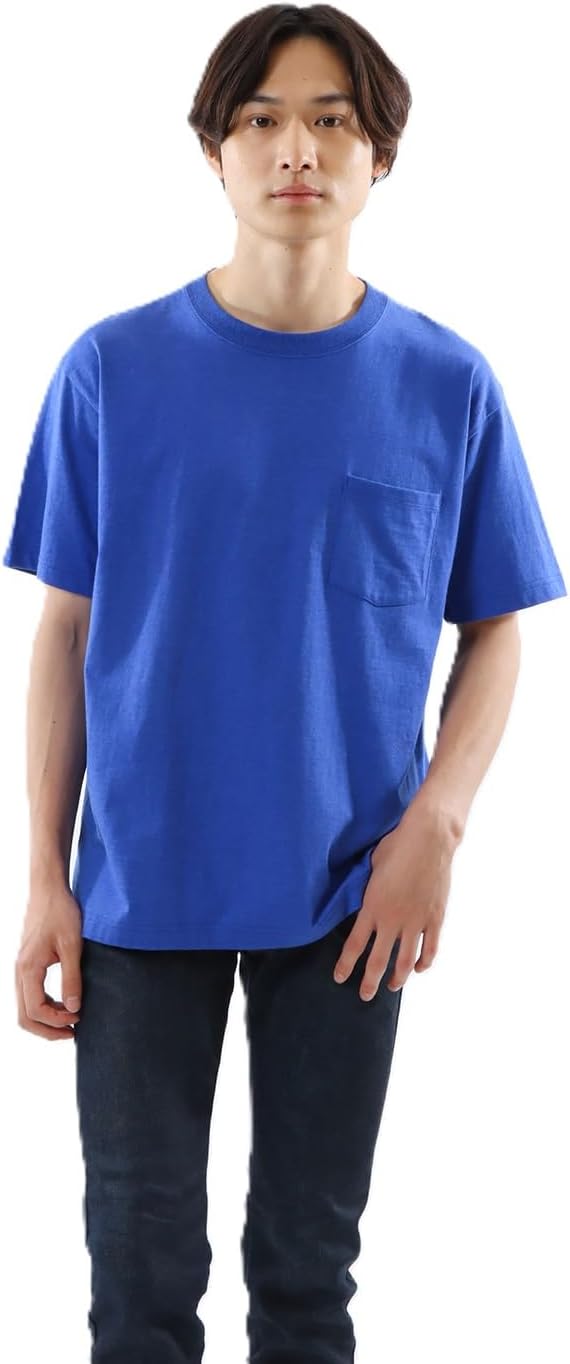 

Футболка Hanes Beefy, короткие рукава, круглый вырез, 100% хлопок, бесшовный цельный крой, без этикетки, футболка с карманом Beefy, H5190, мужская, вересково-голубой