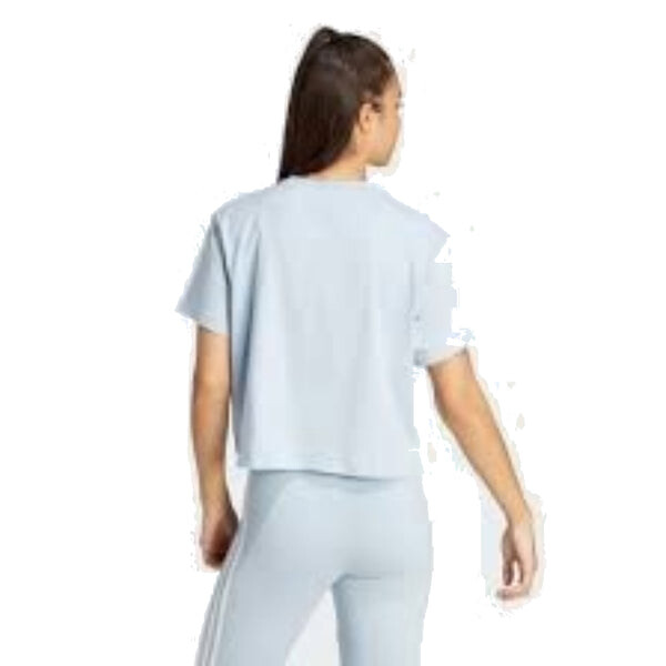 Топ Essentials 3 полоски одинарный джерси укороченный топ азиатские размеры Adidas, синий — фото 3