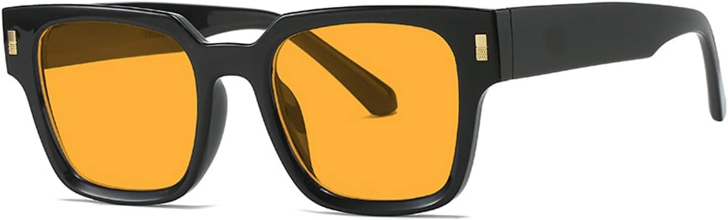 

Популярные и модные квадратные солнцезащитные очки для женщин в стиле ретро с прозрачными градиентными линзами и защитой от УФ-излучения UV400 для мужчин YGDBXHYD, Black Orange