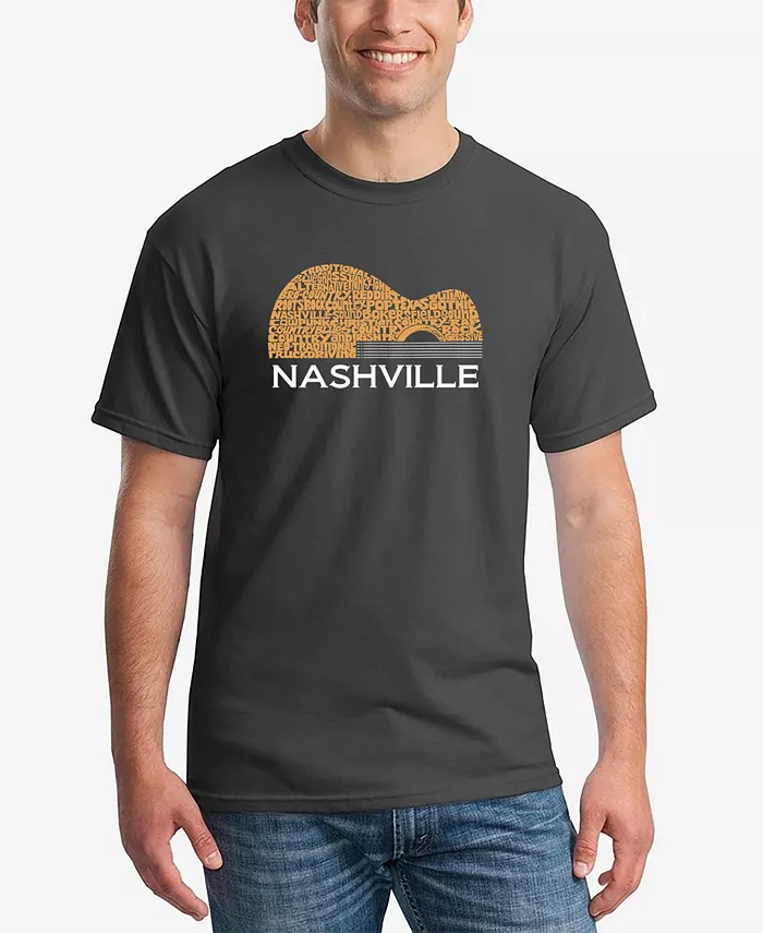 

Мужская футболка с принтом Nashville Guitar Word Art LA Pop Art, серый
