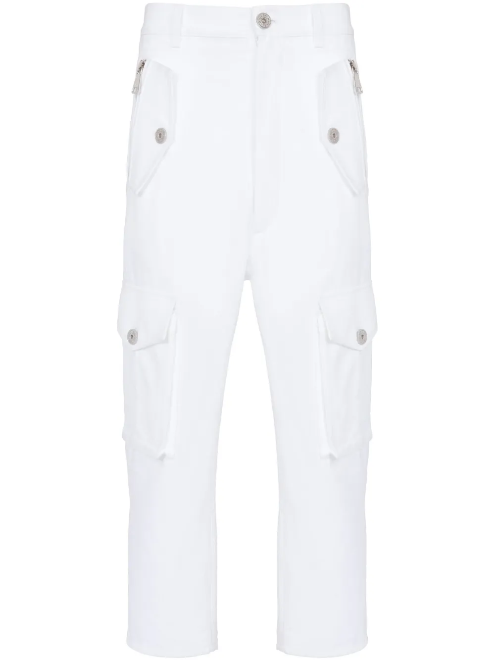 

Укороченные брюки с логотипом BALMAIN, белый