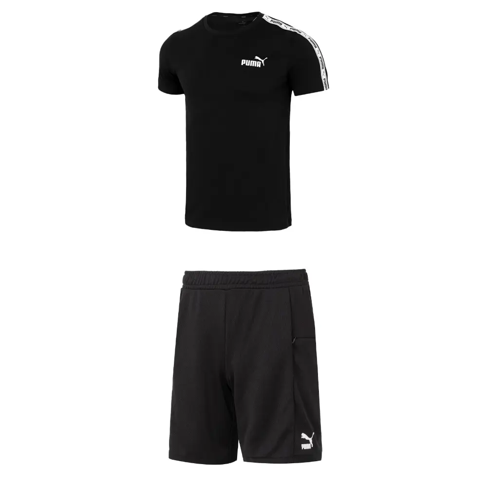 

Повседневный спортивный мужской комплект черный топ и черные шорты Puma, черный