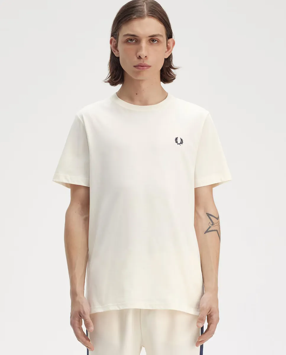 

Мужская футболка с круглым вырезом и коротким рукавом Fred Perry, цвет Crudo