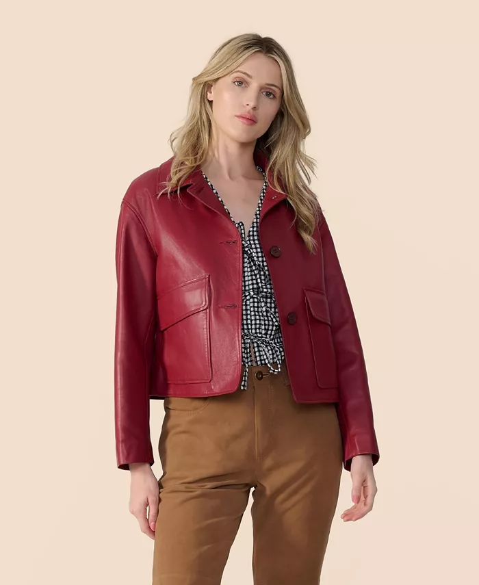 

Женская укороченная кожаная куртка Furniq UK, красный