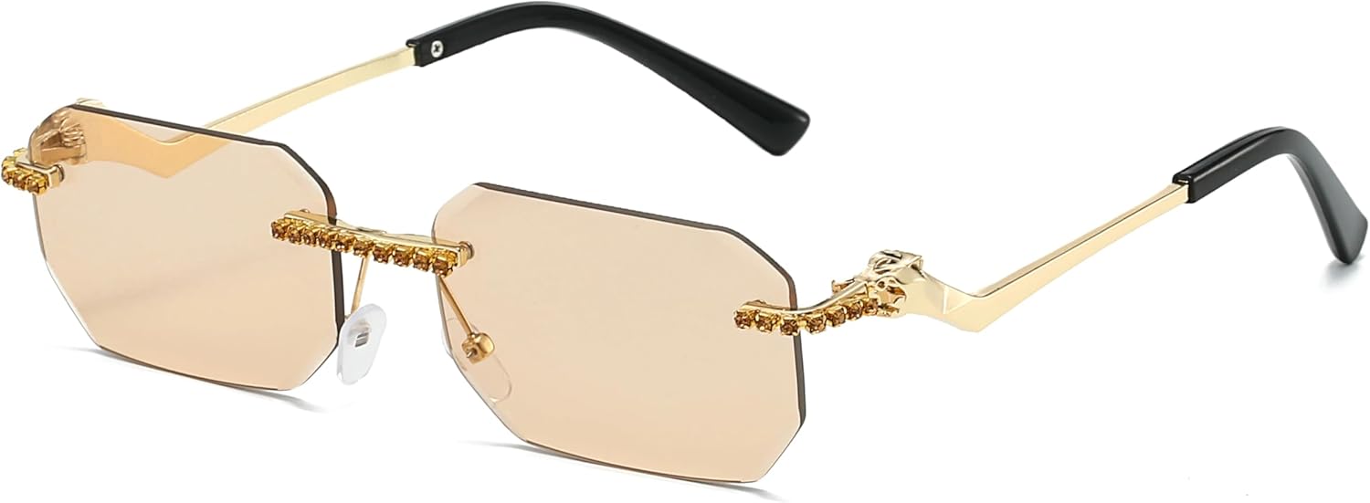 

Металлические квадратные солнцезащитные очки для женщин и мужчин. Изысканные, стильные, без оправы, для активного отдыха и путешествий, защита от УФ-излучения UV400 TVTBBVV, Lss007-1-c7