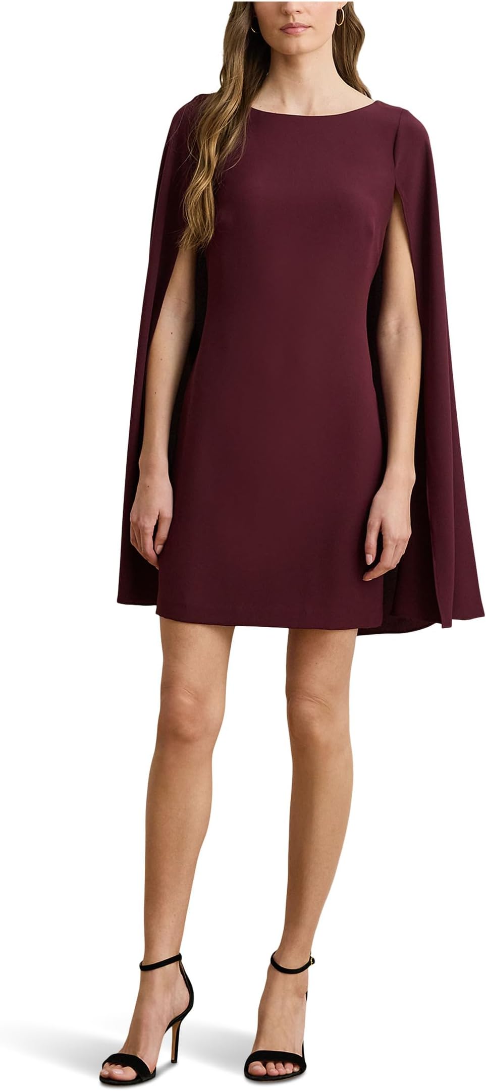 

Платье Lauren Ralph Lauren Cape Georgette Cocktail Dress, цвет Dark Garnet