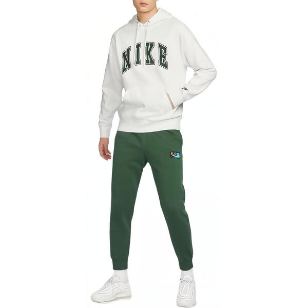 Толстовка club hoodie 'white green' Nike, белый — фото 3