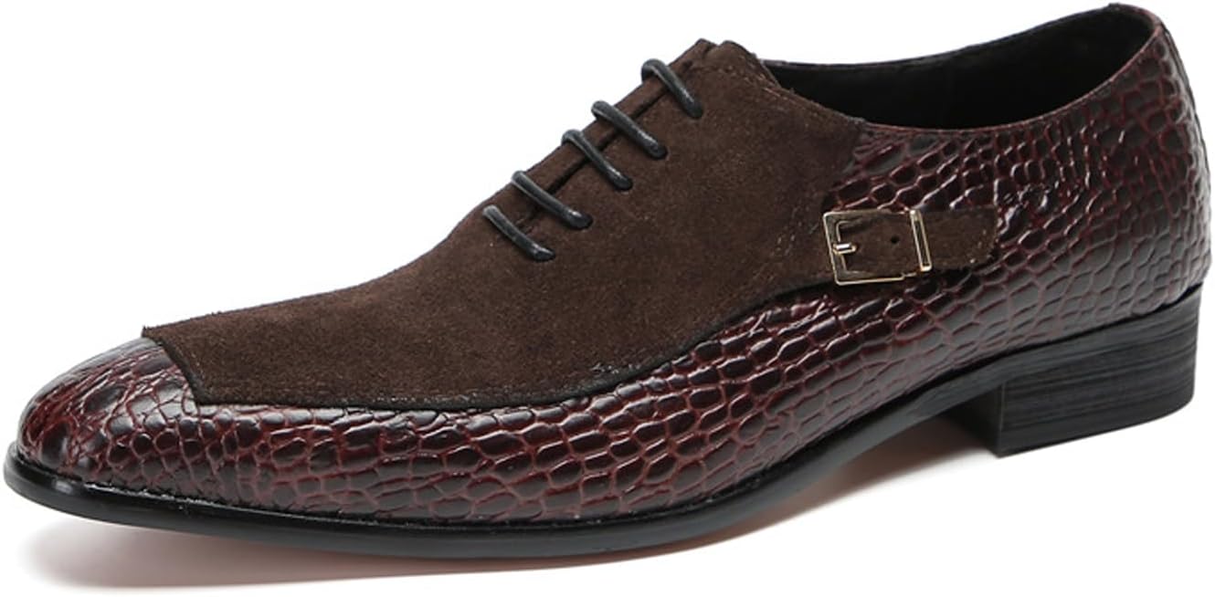 

Мужские классические туфли-лоферы из натуральной кожи с текстурой, ретро стиль, заостренный носок, шнуровка, декоративные элементы, нескользящие, без застежки, для бизнеса и свадеб, смокинговые свадебные туфли Fifilapin, коричневый