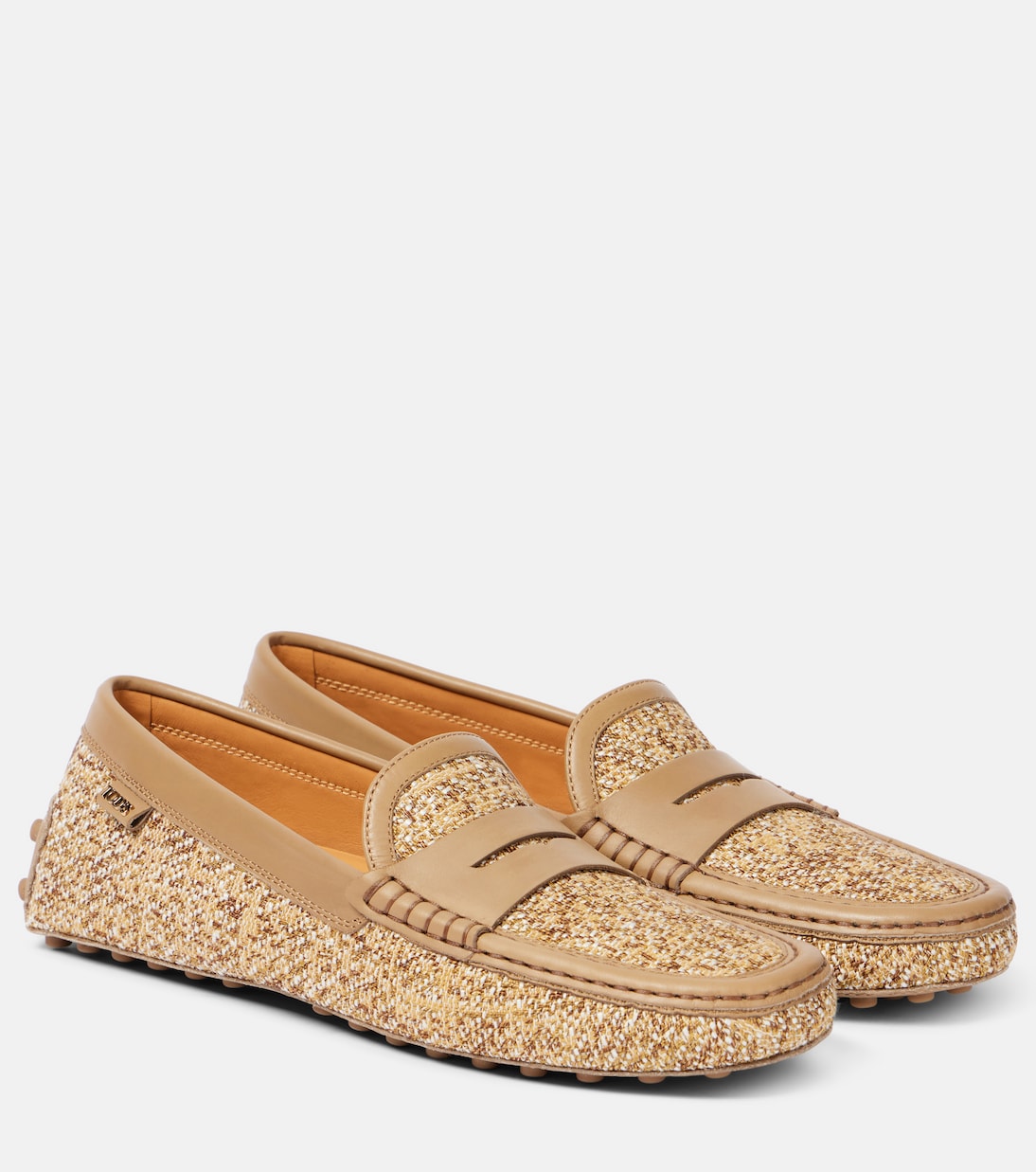 Водительские туфли из твида с отделкой из кожи Gommino Tod's, Cappuccino