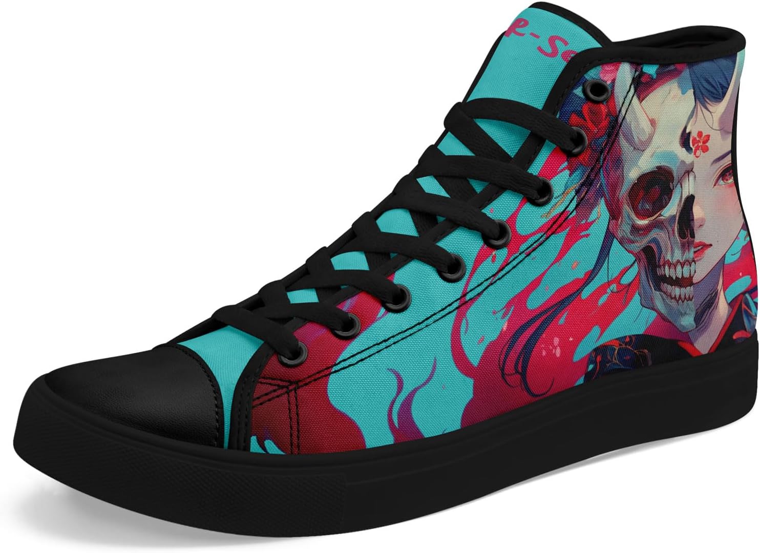 

Высокие кеды с черепом из холста для мужчин и женщин, панк-готический стиль, модные унисекс, стильные повседневные обувь с плоской подошвой Awsole, черный/красный/синий/зеленый/бежевый